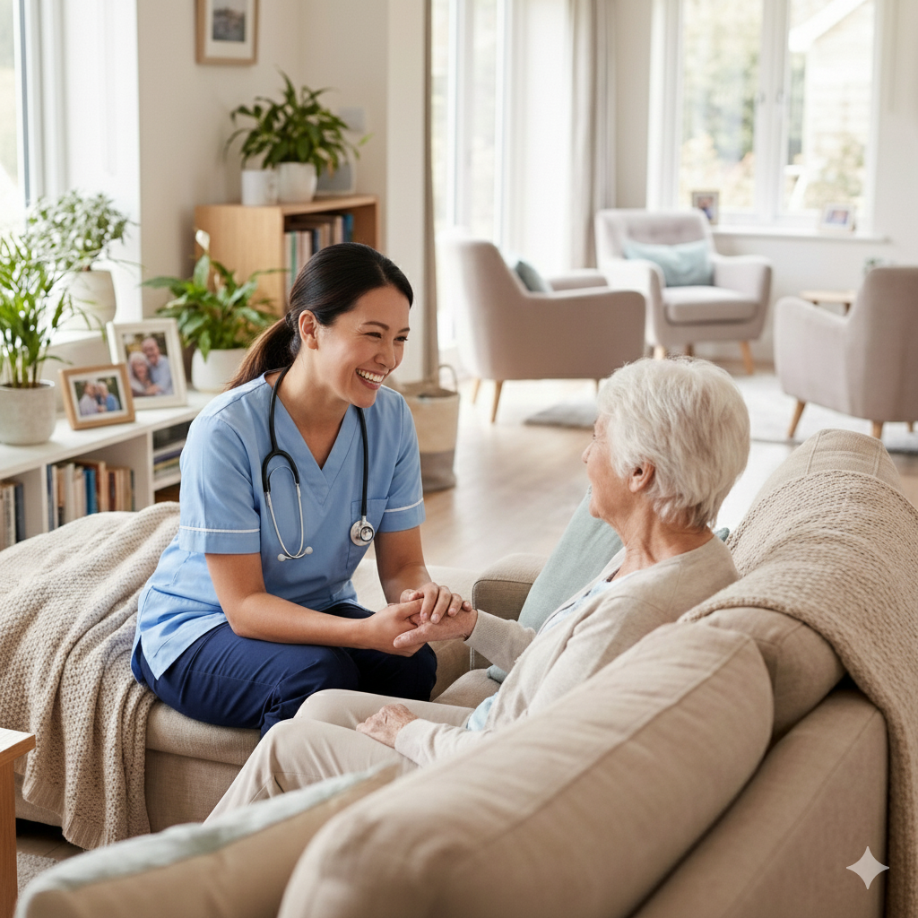 あんさんぶる看護師と利用者さんのイメージ