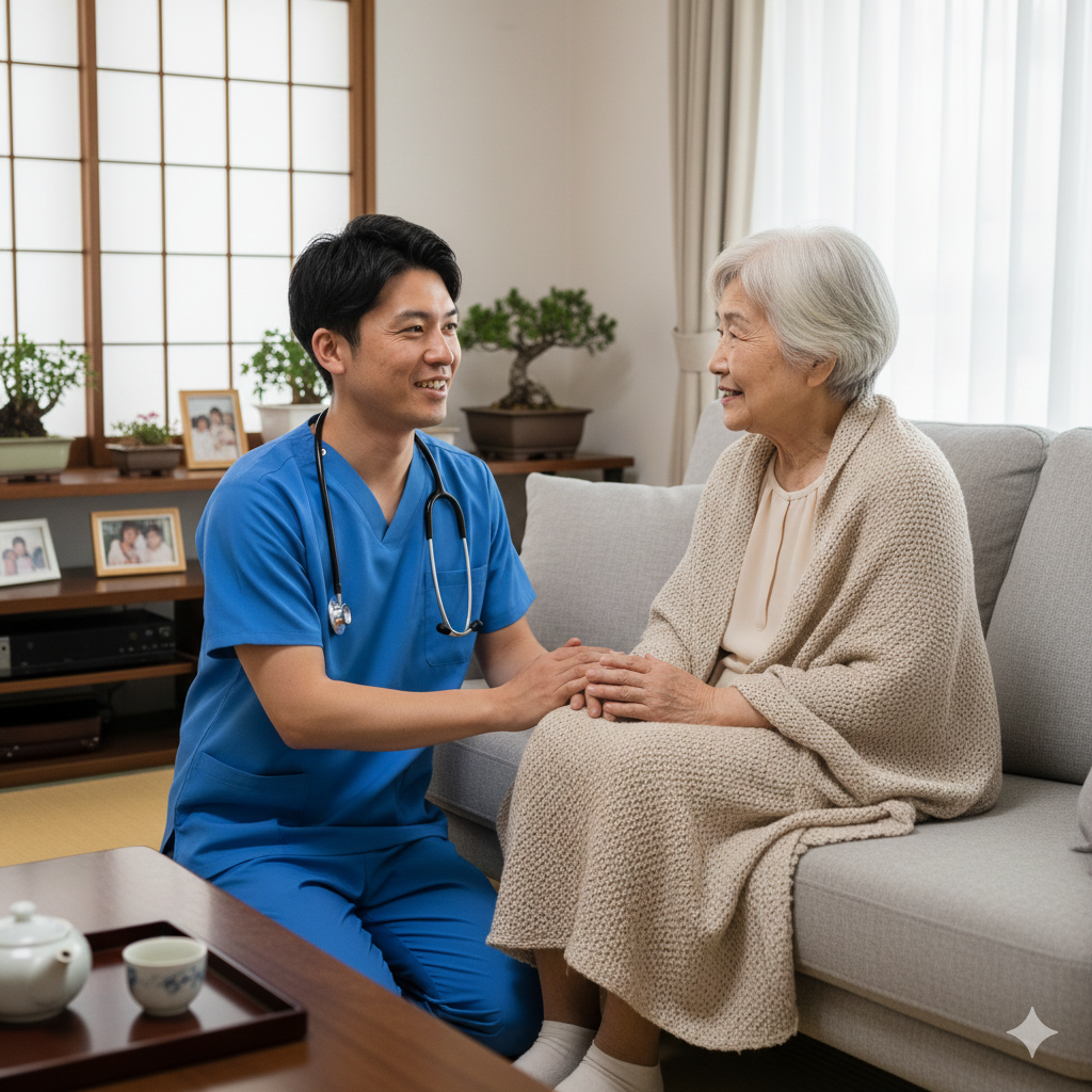 あんさんぶる看護師と利用者さんのイメージ